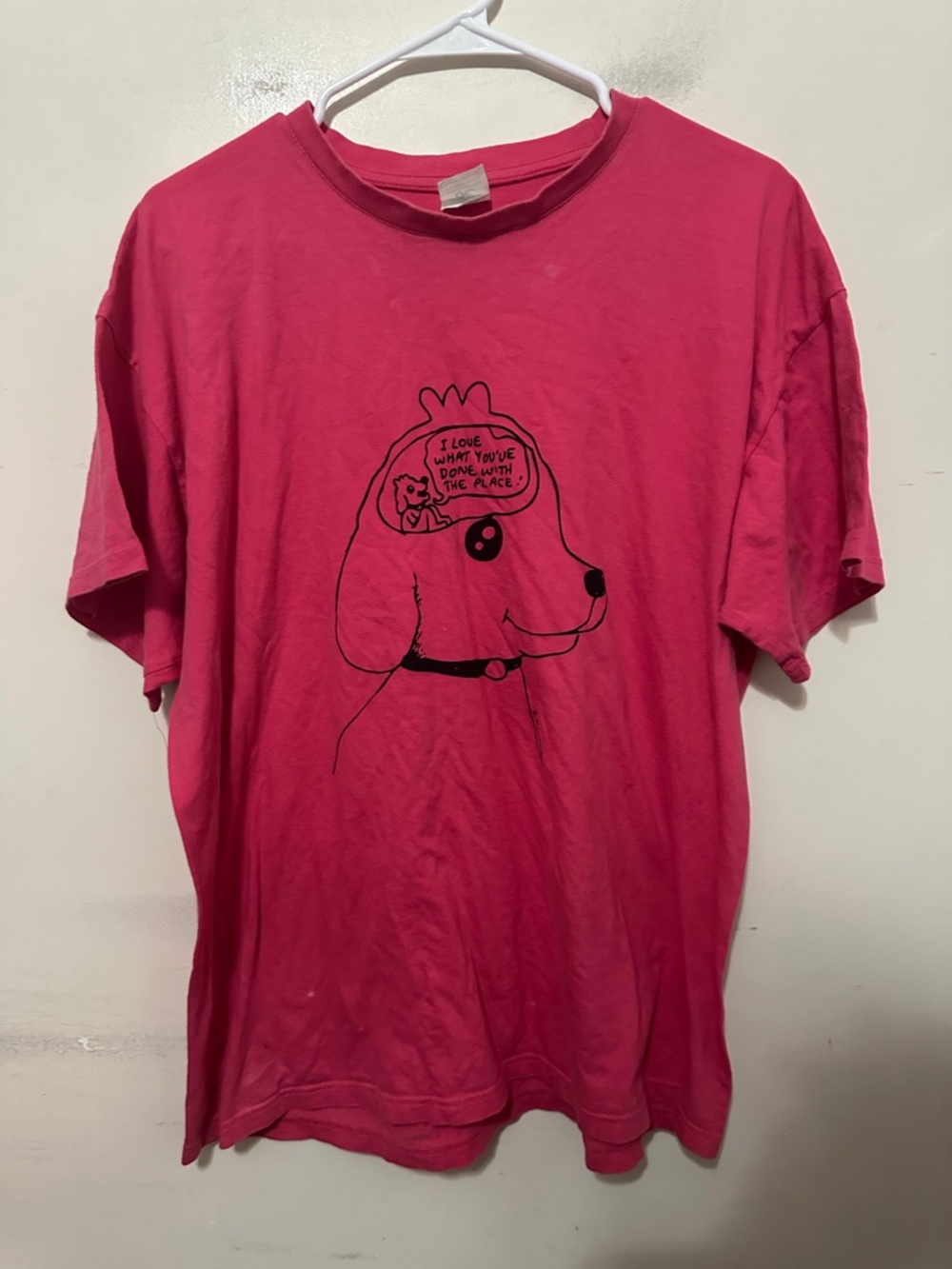 B& C Collection Graphic Dog Cartoon Tee Men’s X-Large Pink Funny Art T-Shirt